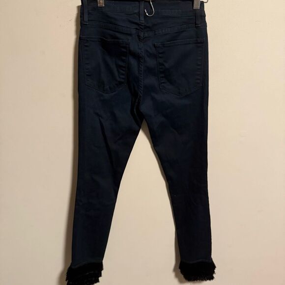 Frame Denim | Byxbee Dark Wash Le High Skinny Jeans with Tiered Fringe- Size 28 - Picture 9 of 14